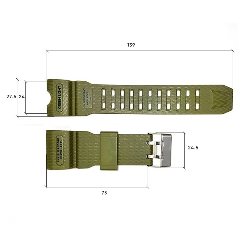 Ремінець для годинника Skmei 2396/1155/1155B Army Green, каучуковий, довжина 26 см (1051-0553)