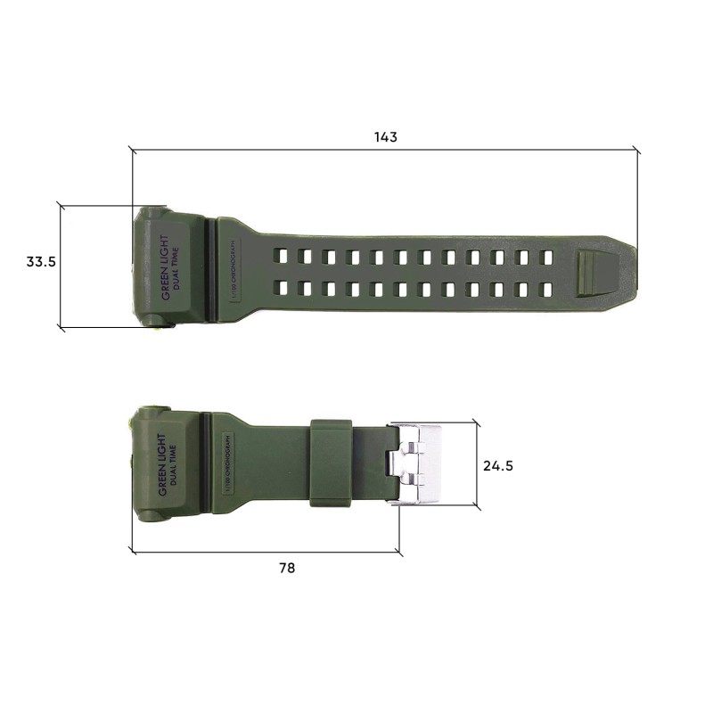 Ремешок для часов Skmei 1637AG Army Green зеленый каучуковый 26.5 см