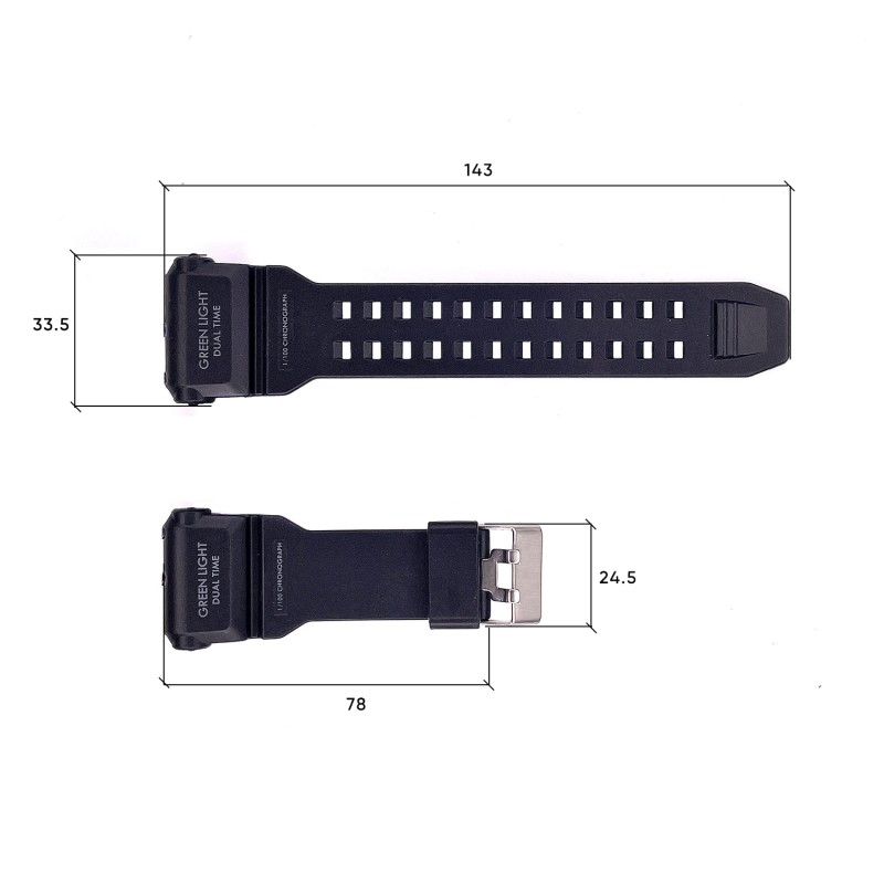 Ремешок для часов Skmei 1637BK Black каучуковый черный 26.5 см (1051-0562)