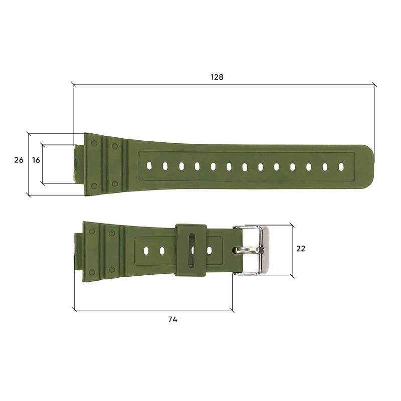 Ремешок для часов Skmei 1628AGWT Army Green-White, полимерный, 16 мм, зеленый