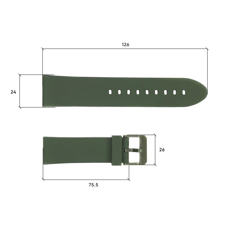 Ремінець для годинника Skmei 1469AGWT Army Green-White 24 мм силіконовий зелений