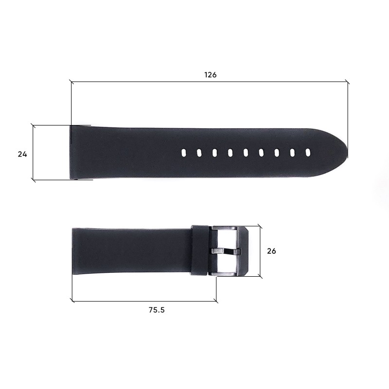 Ремінець для годинника Skmei 1469BK Black 24 мм чорний силіконовий