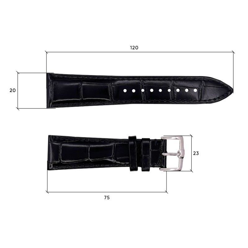 Кожаный ремешок Awarder Premium 20х18 мм Black для часов, черный цвет