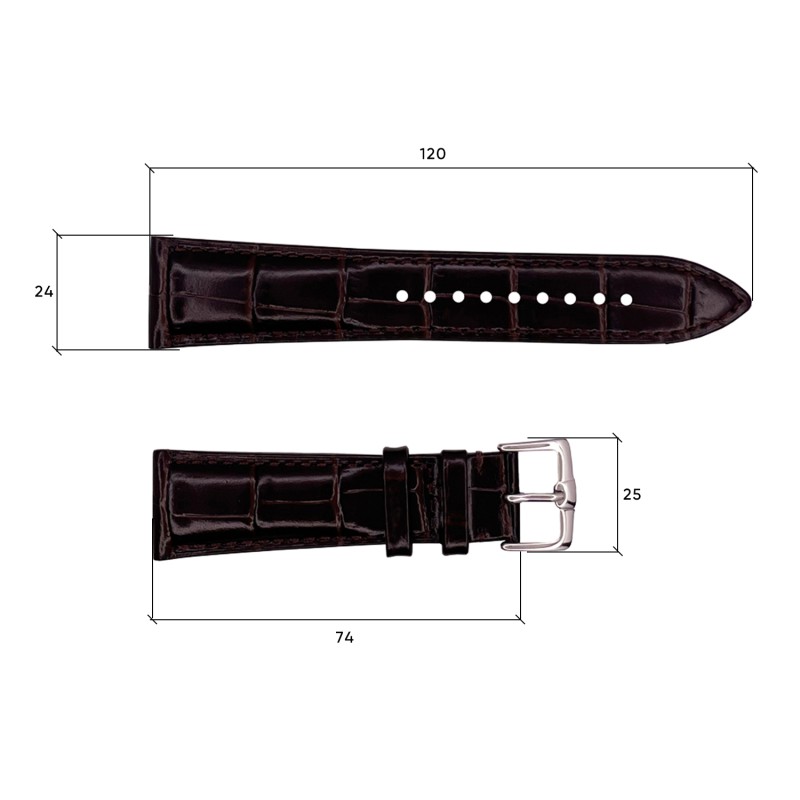 Кожаный ремешок Awarder Premium 24х22 мм Brown для часов (1051-0631)
