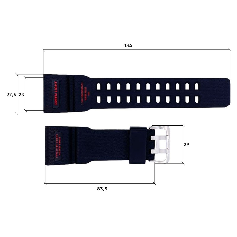 Ремінець для годинника Skmei 1356/1358/1680BKRD Black-Red каучуковий чорно-червоний 26 см