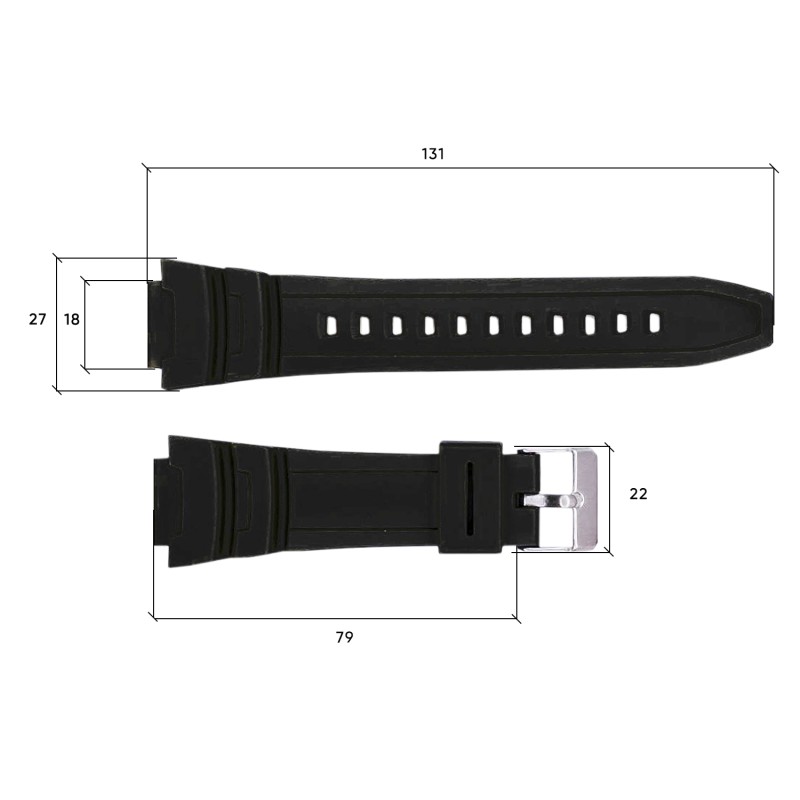 Ремешок для часов Skmei 1454BKBK Black-Black каучуковый черный (SKU 1051-0654)