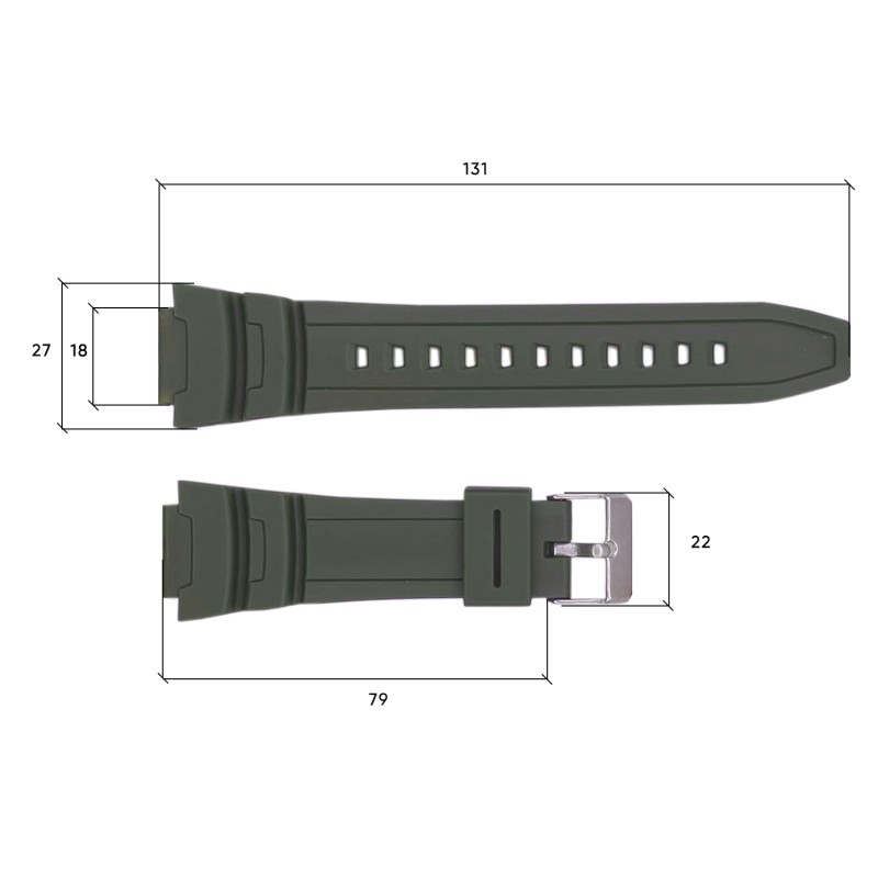 Ремешок для часов Skmei 1454AG Army Green зеленый каучуковый для Skmei 1454