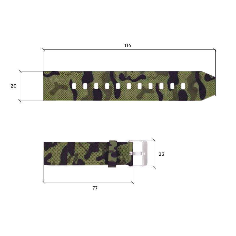 Ремешок для часов Skmei 1895CMGN Camo Green 20 мм каучуковый камуфляжный