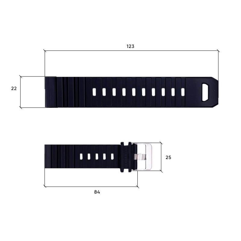 Ремінець для годинника Skmei 1657BK Black 22 мм каучуковий чорний (1051-0662)