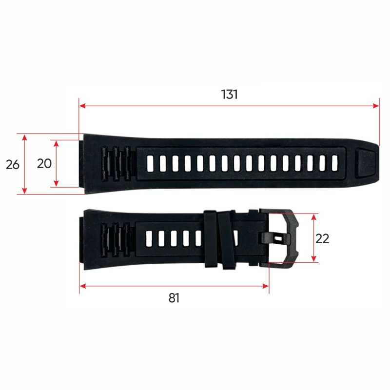 Ремешок для смарт часов Modfit Titan Black каучуковый черный 21.2 см (1051-0686)