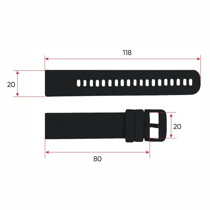 Ремешок для смарт часов Modfit Zoopex Black черный силиконовый, длина 19.7 см (1051-0701)