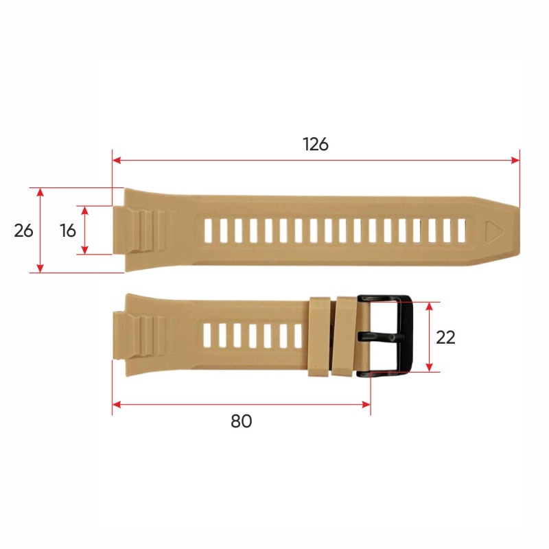 Силиконовый ремешок Lemfo для смарт часов MK66 Khaki (1051-0702) бежевый 20.6 см