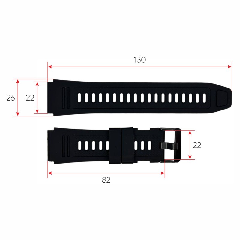 Силиконовый ремешок Lemfo для смарт часов K59 Black (1051-0735) черный 21.1 см