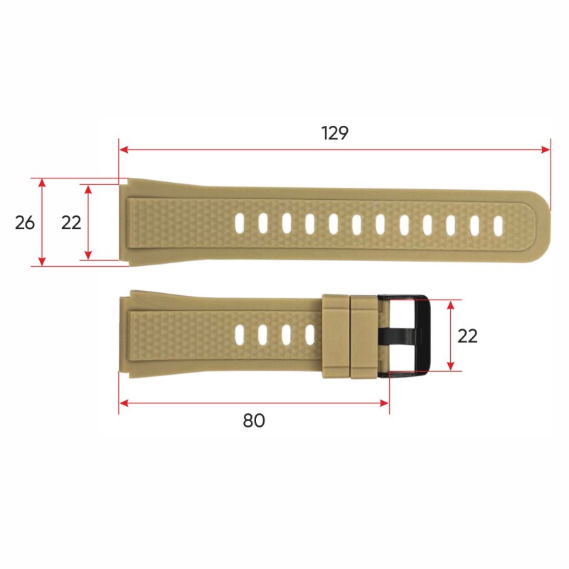Ремешок для смарт часов Modfit Shockwave Khaki силиконовый, длина 21 см, цвет Хаки