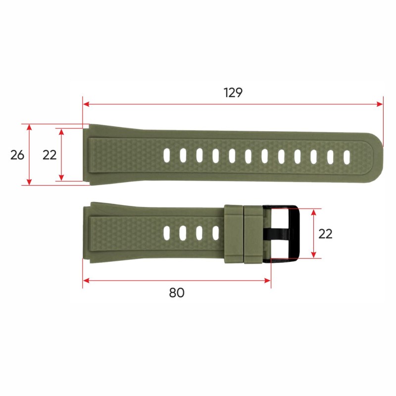Ремешок Lemfo для смарт часов K55 Army Green, силиконовый браслет 21 см, цвет Зеленый