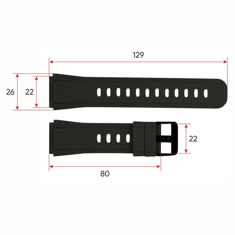 Ремешок Lemfo для смарт часов K55 Black силиконовый черный (1051-0749)