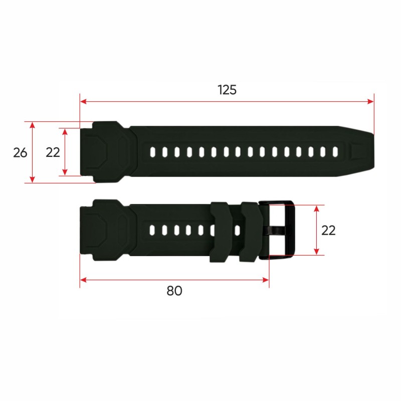 Ремешок Lemfo для смарт часов C20 Black силиконовый черный (SKU: 1051-0764)