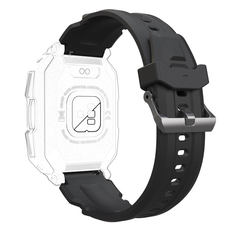 Ремешок для смарт часов Modfit Warrior Black, черный силиконовый браслет, 20.3 см