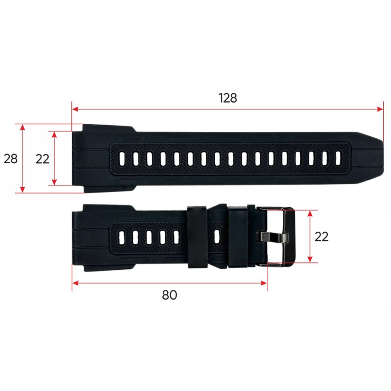 Ремешок Lemfo для смарт часов Sniper Plus Black, черный силиконовый браслет 20.7 см
