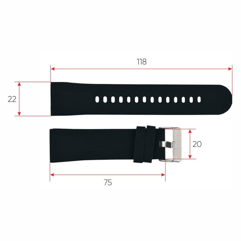 Ремешок Lemfo для смарт часов ZL02D Black, силиконовый черный браслет (1051-0784)