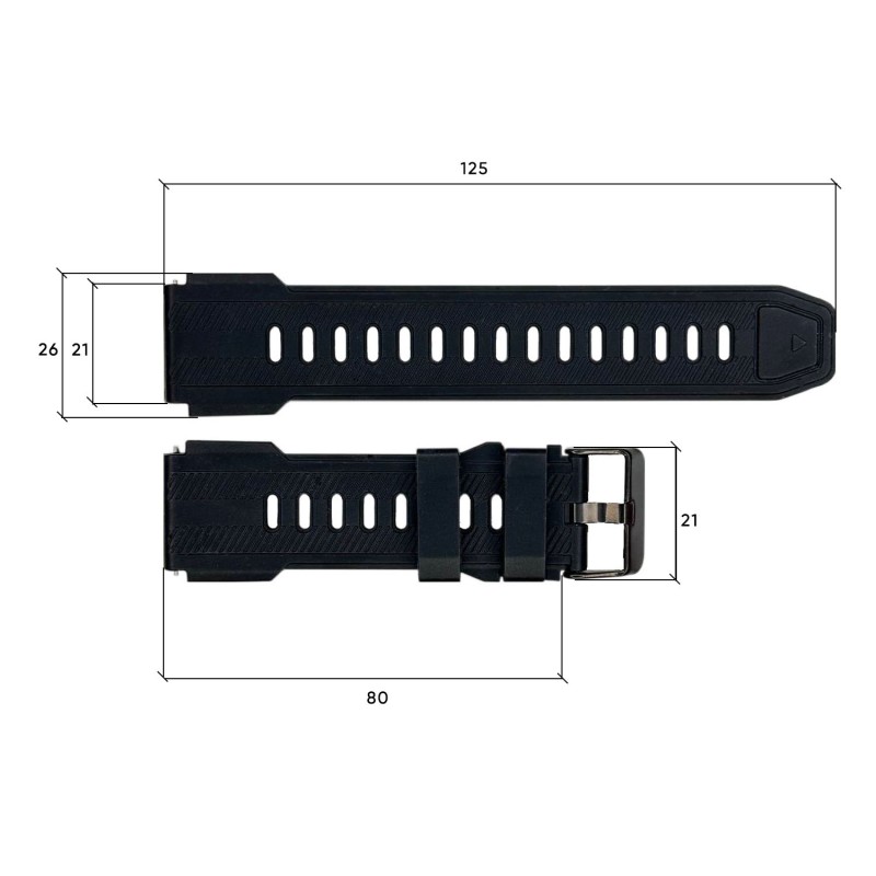 Силиконовый ремешок Lemfo для смарт часов C25 (Черный, 20.5 см) 1051-0795