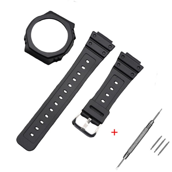 Ремешок + безель для Casio G-Shock GA-2100 Black SI (1051-0811) каучуковый черный