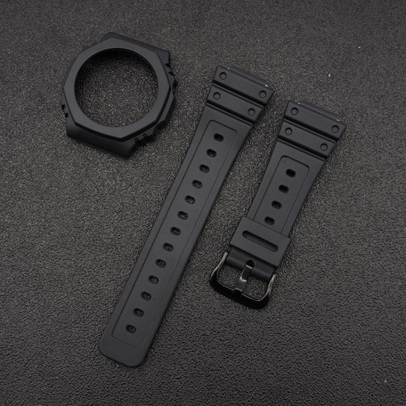 Комплект Casio accessories ремешок и безель для G-Shock GA-2100 Black черный каучуковый