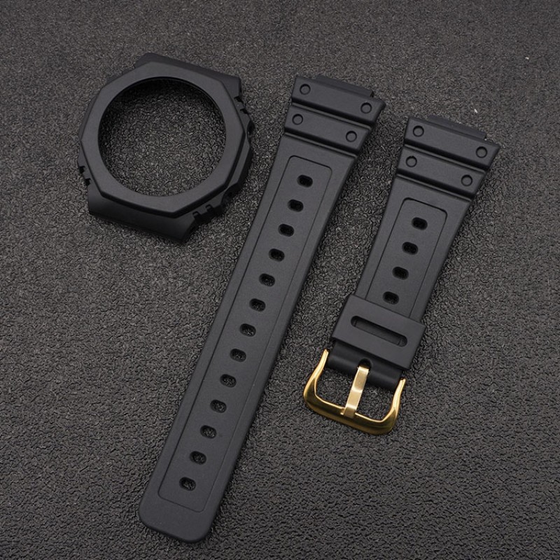 Ремешок и безель Casio accessories для G-Shock GA-2100/GA-2110 Black GD черный каучуковый