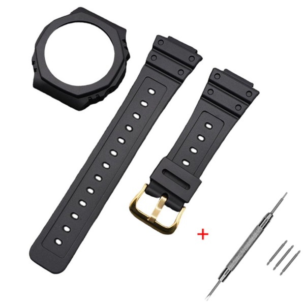 Ремешок и безель Casio accessories для G-Shock GA-2100/GA-2110 Black GD черный каучуковый