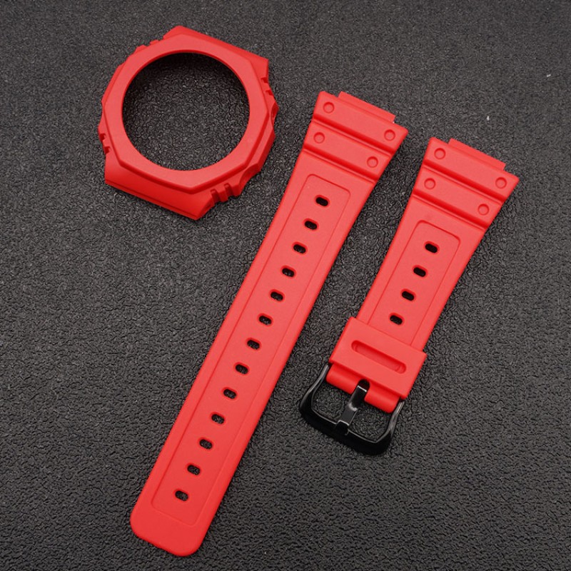Комплект ремінець та безель Casio accessories для G-Shock GA-2100/GA-2110 червоний каучук