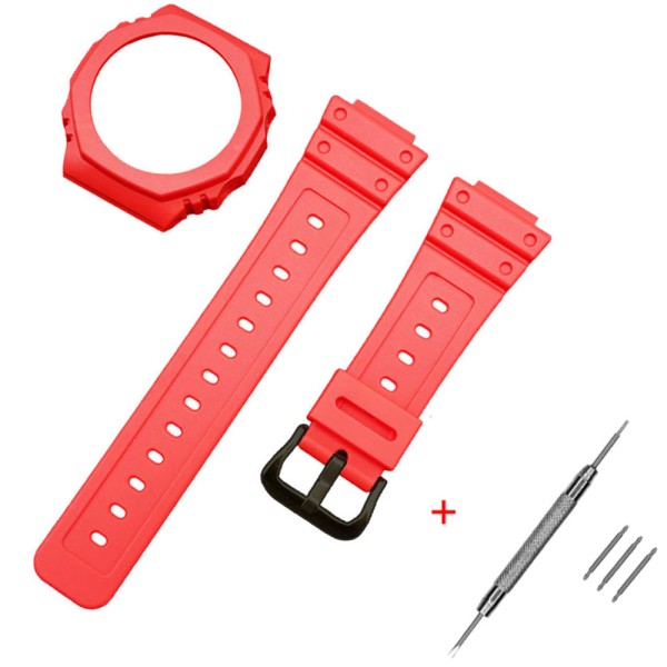 Комплект ремінець та безель Casio accessories для G-Shock GA-2100/GA-2110 червоний каучук