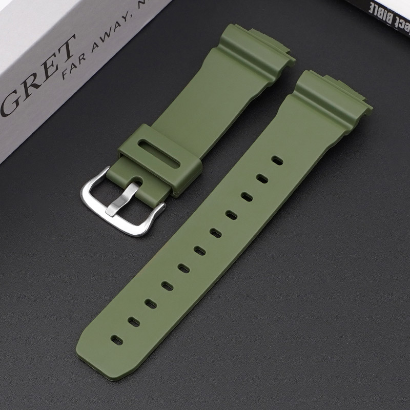 Ремінець для годинника Casio G-Shock DW-6900 Army Green SI, поліуретановий зелений 20.4 см