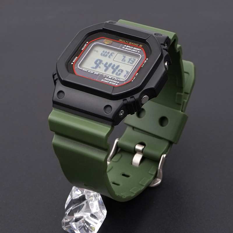 Ремінець для годинника Casio G-Shock DW-6900 Army Green SI, поліуретановий зелений 20.4 см