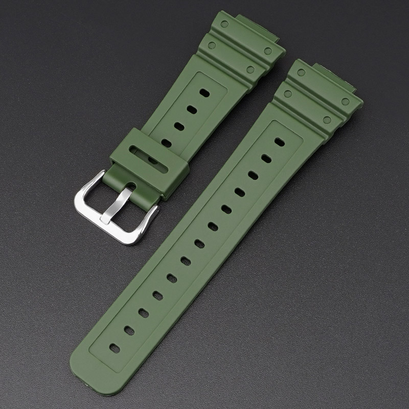 Ремешок для часов Casio G-Shock GA-2100 Army Green SI, полиуретановый зеленый браслет
