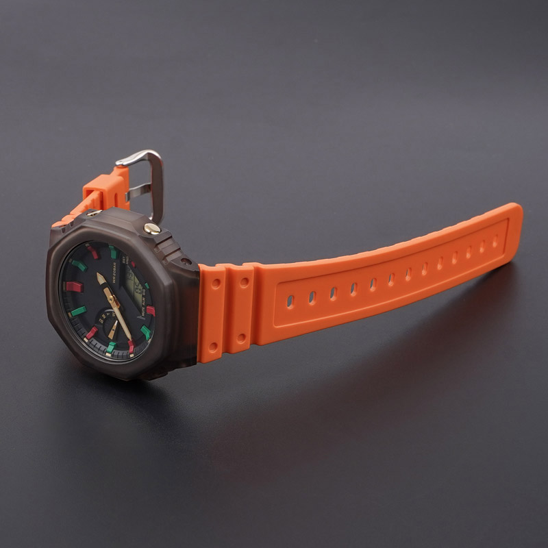 Ремінець для Casio G-Shock GA-2100 Orange SI помаранчевий поліуретановий (1051-0841)