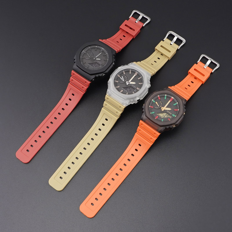 Ремінець для Casio G-Shock GA-2100 Orange SI помаранчевий поліуретановий (1051-0841)