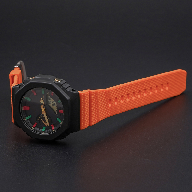 Ремешок для часов Casio G-Shock GM-2100 B Orange BK, оранжевый полиуретановый браслет