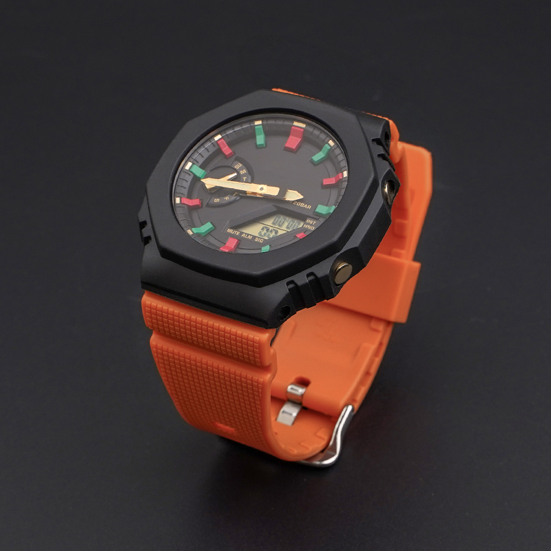 Ремешок для часов Casio G-Shock GM-2100 B Orange BK, оранжевый полиуретановый браслет