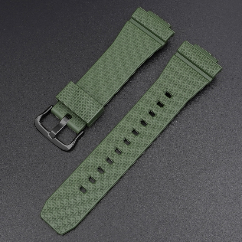 Ремешок для Casio G-Shock GM-2100 B Army Green BK зеленый полиуретановый 20,9 см