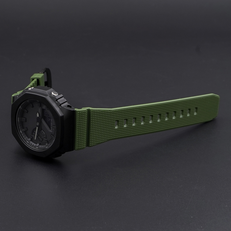 Ремешок для Casio G-Shock GM-2100 B Army Green BK зеленый полиуретановый 20,9 см