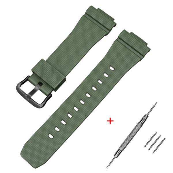 Ремешок для Casio G-Shock GM-2100 B Army Green BK зеленый полиуретановый 20,9 см