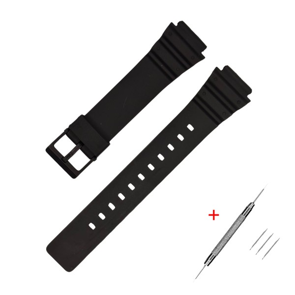 Ремешок для Casio MRW-200H 18mm All Black полиуретановый черный (SKU: 1051-0863)