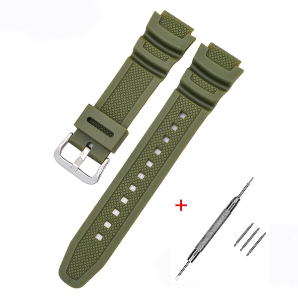 Ремешок для Casio G-Shock AE-1000/1200 Army Green SI полиуретановый зеленый 1051-0870