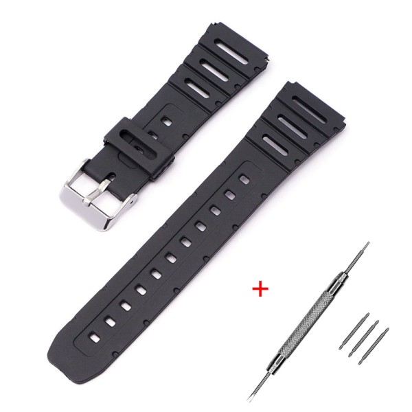 Ремешок для часов Casio F91W 18mm Black SI полимерный черный (SKU: 1051-0906)