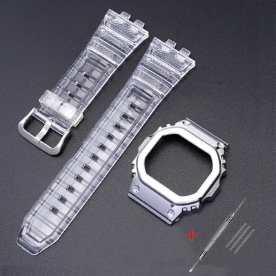 Ремінець + безель (рант) для Casio G-Shock GMW-B5000 Transp Silver SI
