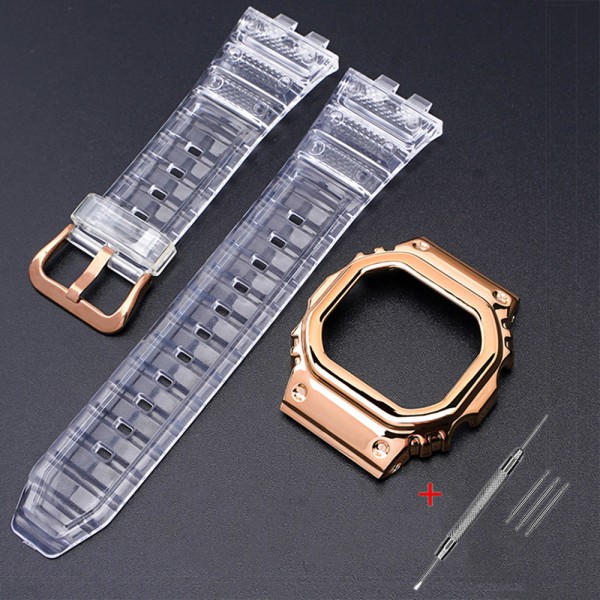 Комплект ремешок и безель для Casio G-Shock GMW-B5000 Transp RG прозрачный полимер