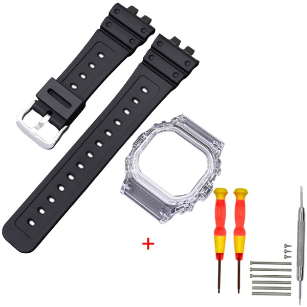 Ремешок + безель Casio accessories для G-Shock GMW-B5000 Black Transp SI, черный полимерный комплект