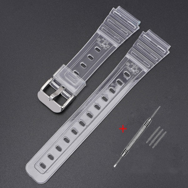Ремешок для Casio F-91W Jelly Transp SI прозрачный полимерный для моделей F-84, F-94, F-105, AE1300