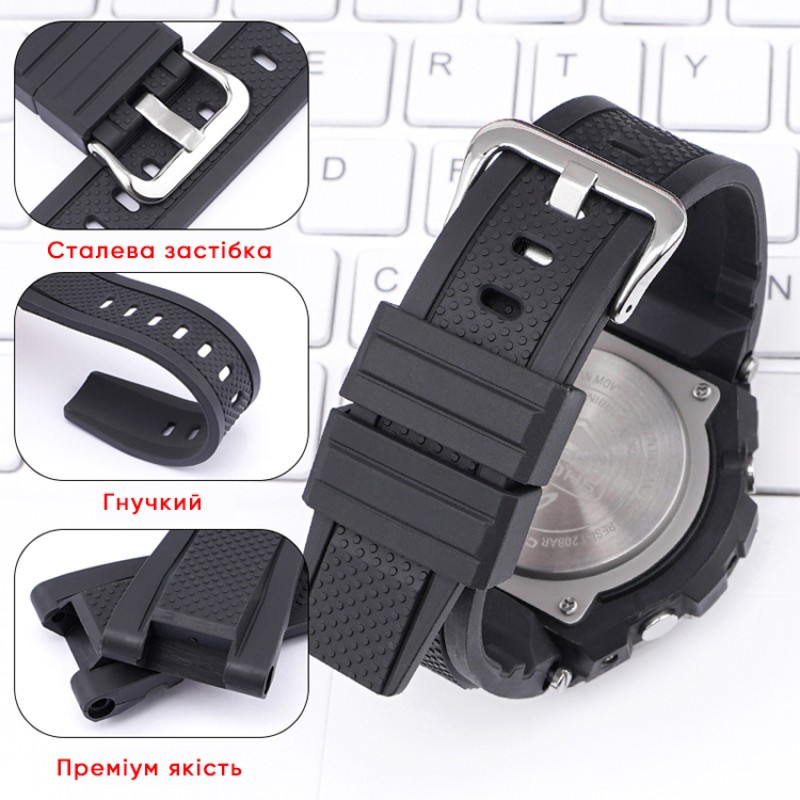 Ремінець для Casio G-Shock GST-W300 Blue SI полімерний синій (1051-0938)