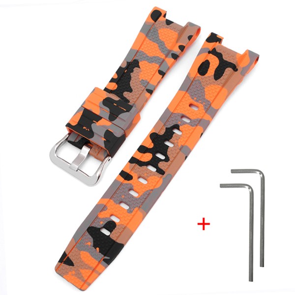 Ремешок для Casio G-Shock GST-W300 Camo Orange SI полимерный оранжевый камуфляж (1051-0944)